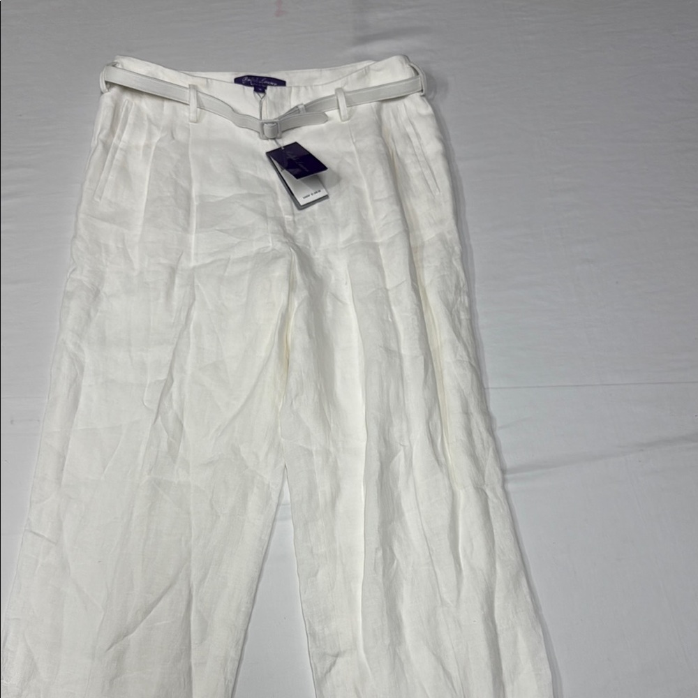 Ralph Lauren Purple Label collection women's Stamford Pleated 100% Linen Pant - Picture 6 of 16